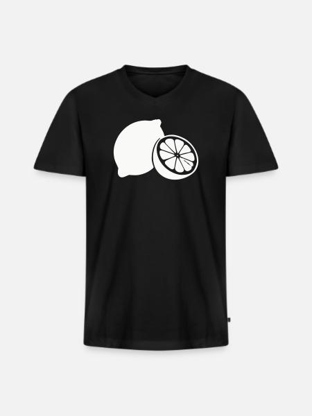 Citrus Silhouette Lemons - Men's Premium Organic T-shirt with V-neck - black