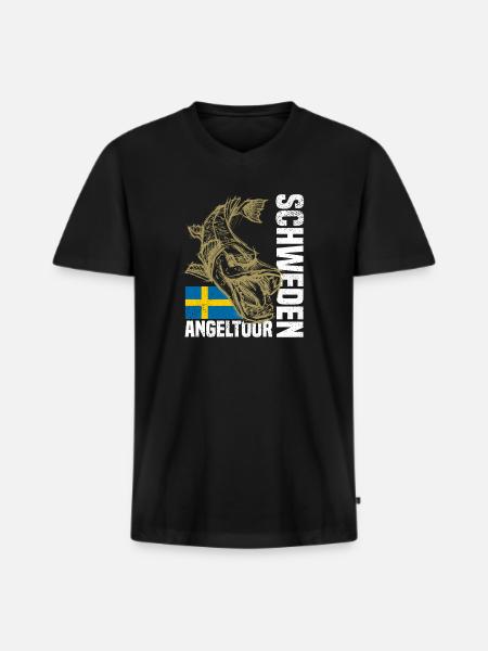 Suède Pêche - T-shirt encolure en V Premium bio Homme - noir
