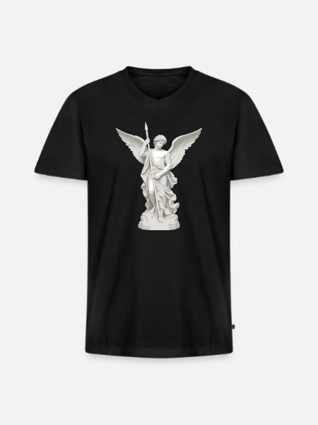 Geflügelter Engel mit Speer-Illustration - Männer Premium Bio T-Shirt mit V-Ausschnitt - Schwarz