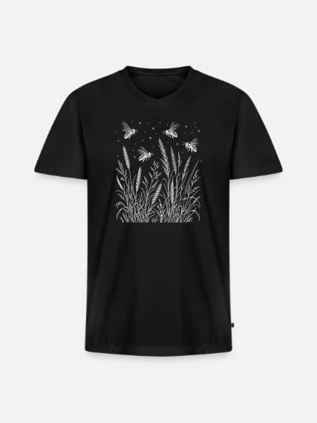 Wildflowers Bees - Men's Premium Organic T-shirt with V-neck - black