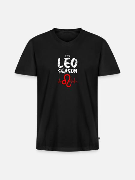 Sternzeichen Löwe - Männer Premium Bio T-Shirt mit V-Ausschnitt - Schwarz