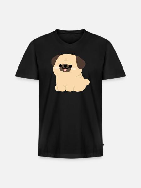 Pug Plushie Charm - Men's Premium Organic T-shirt with V-neck - black