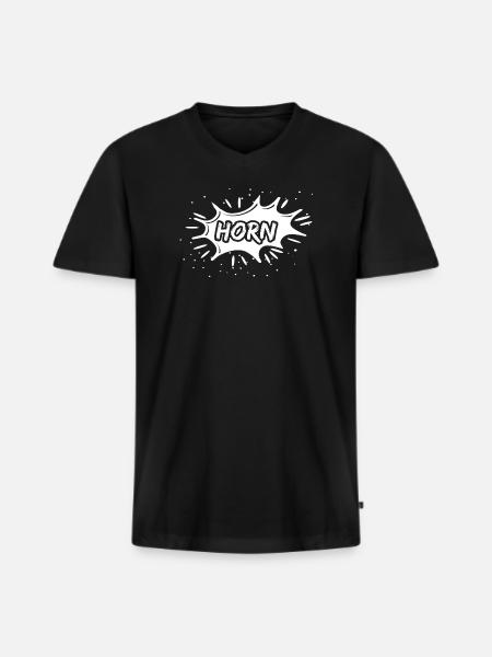 Horn as a gift - Men's Premium Organic T-shirt with V-neck - black