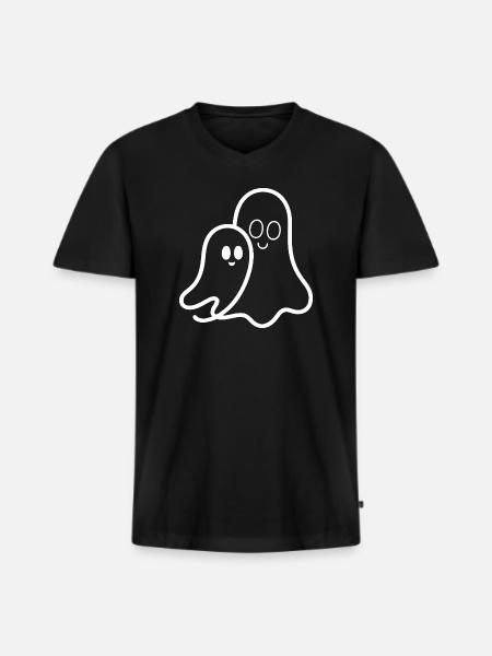 Amitié de fantôme câline - T-shirt encolure en V Premium bio Homme - noir