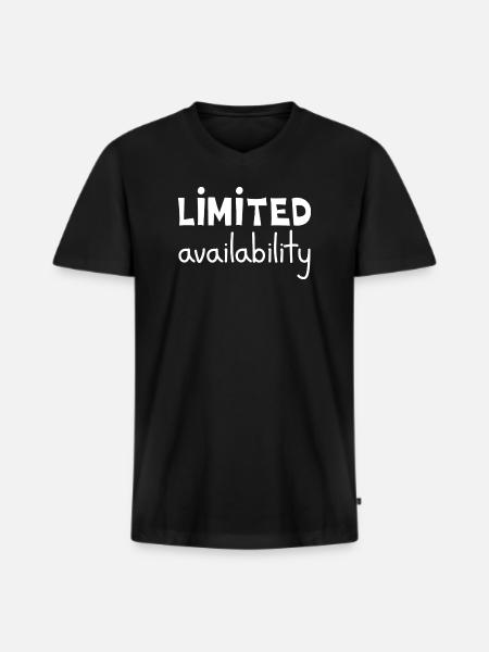 Begrenzte Verfügbarkeit, Weiß - Männer Premium Bio T-Shirt mit V-Ausschnitt - Schwarz