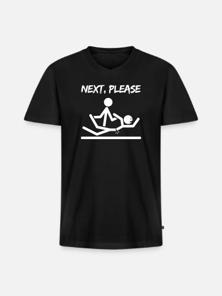 Next please Physiotherapie Physio Physiotherapeut - Männer Premium Bio T-Shirt mit V-Ausschnitt - Schwarz