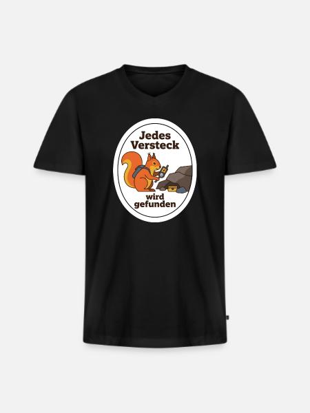 Geocaching Eichhörnchen Cache Schatz Geschenk - Männer Premium Bio T-Shirt mit V-Ausschnitt - Schwarz