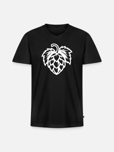 Hopfen Gerste Symbol - Männer Premium Bio T-Shirt mit V-Ausschnitt - Schwarz