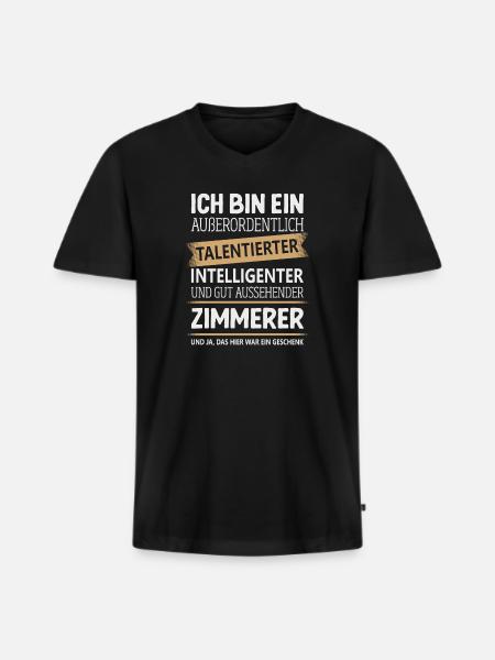 Zimmerer Zimmermann Handwerk Zimmerermeister - Männer Premium Bio T-Shirt mit V-Ausschnitt - Schwarz