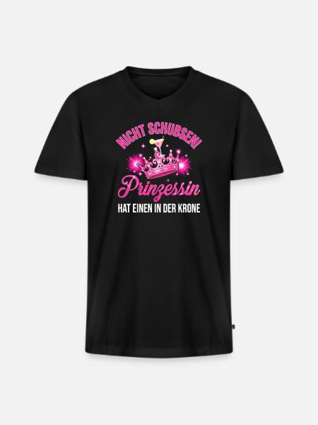 Nicht schubsen! Prinzessin – Krone & Cocktail - Männer Premium Bio T-Shirt mit V-Ausschnitt - Schwarz
