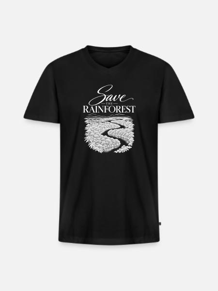 Tropischer Flusspfad Palmwald - Männer Premium Bio T-Shirt mit V-Ausschnitt - Schwarz