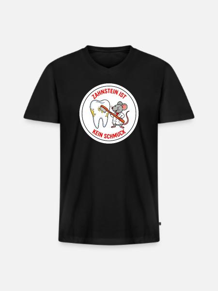 Tierzahnheilkunde Maus Zahnstein Spruch Shirt - Männer Premium Bio T-Shirt mit V-Ausschnitt - Schwarz