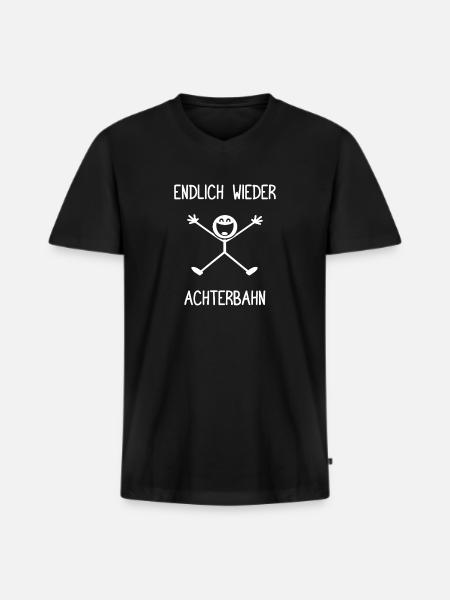 Endlich wieder Achterbahn Freizeitpark Freak - Männer Premium Bio T-Shirt mit V-Ausschnitt - Schwarz