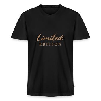 Limited Edition - T-shirt encolure en V Premium bio Homme - noir - Devant - Nico (187cm)