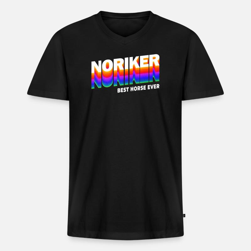 Noriker Pferde Design / Geschenkidee - Männer Premium Bio T-Shirt mit V-Ausschnitt - Schwarz