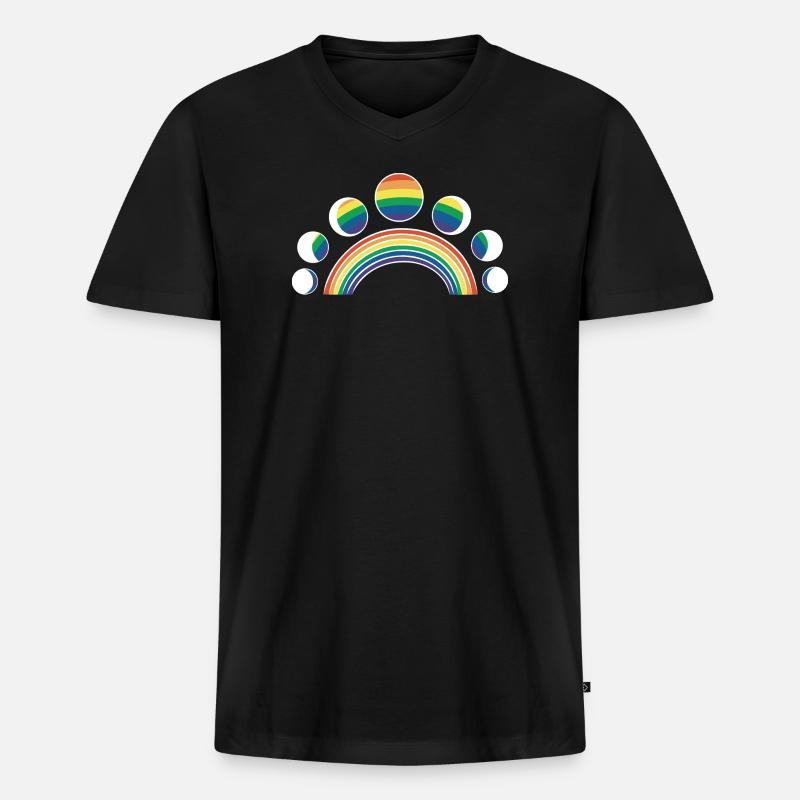 LGBT Mondphasen Monde Regenbogen - Männer Premium Bio T-Shirt mit V-Ausschnitt - Schwarz
