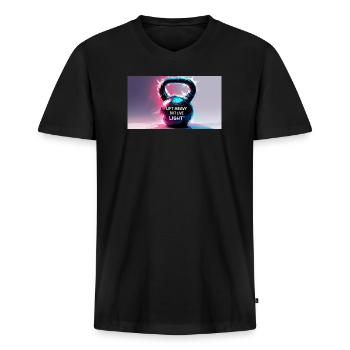 Kettelball avec slogan de motivation - T-shirt encolure en V Premium bio Homme - noir - Devant - Nico (187cm)