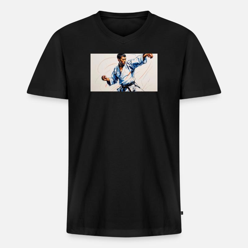 Kampfkunst und japanische Dynamik - Männer Premium Bio T-Shirt mit V-Ausschnitt - Schwarz