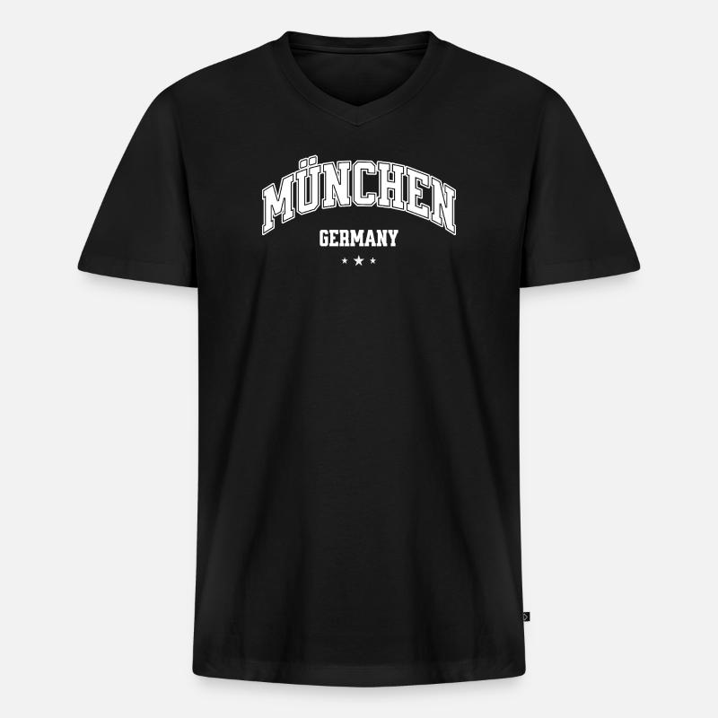 München Germany College Design - Männer Premium Bio T-Shirt mit V-Ausschnitt - Schwarz