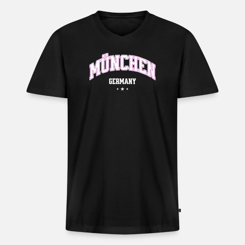 München Neonbogen Flair - Männer Premium Bio T-Shirt mit V-Ausschnitt - Schwarz