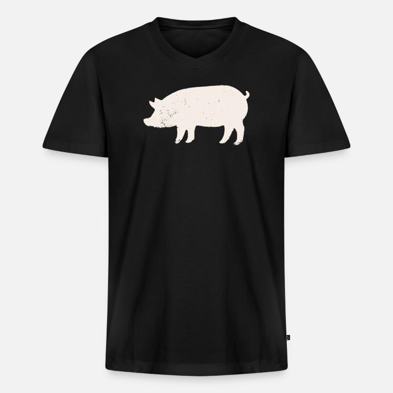 Schwein - Männer Premium Bio T-Shirt mit V-Ausschnitt - Schwarz