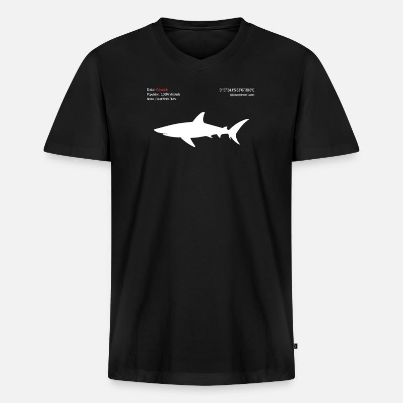 Hai - Männer Premium Bio T-Shirt mit V-Ausschnitt - Schwarz