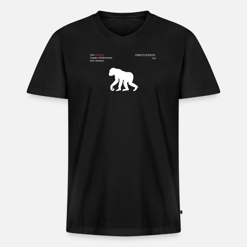 Schimpanse - Männer Premium Bio T-Shirt mit V-Ausschnitt - Schwarz