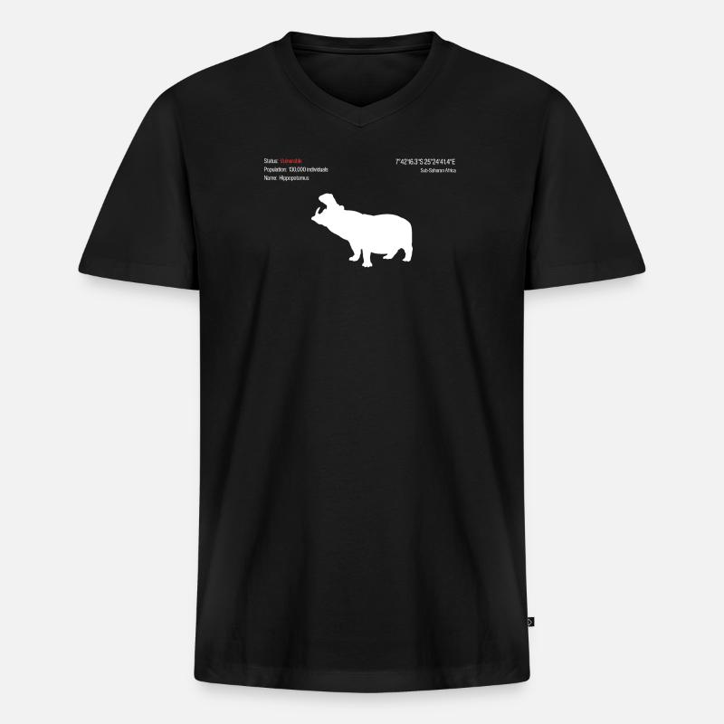 Nilpferd - Männer Premium Bio T-Shirt mit V-Ausschnitt - Schwarz