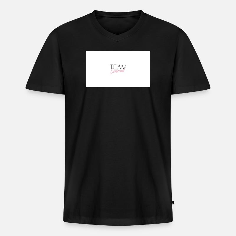 Team Conrad - Männer Premium Bio T-Shirt mit V-Ausschnitt - Schwarz