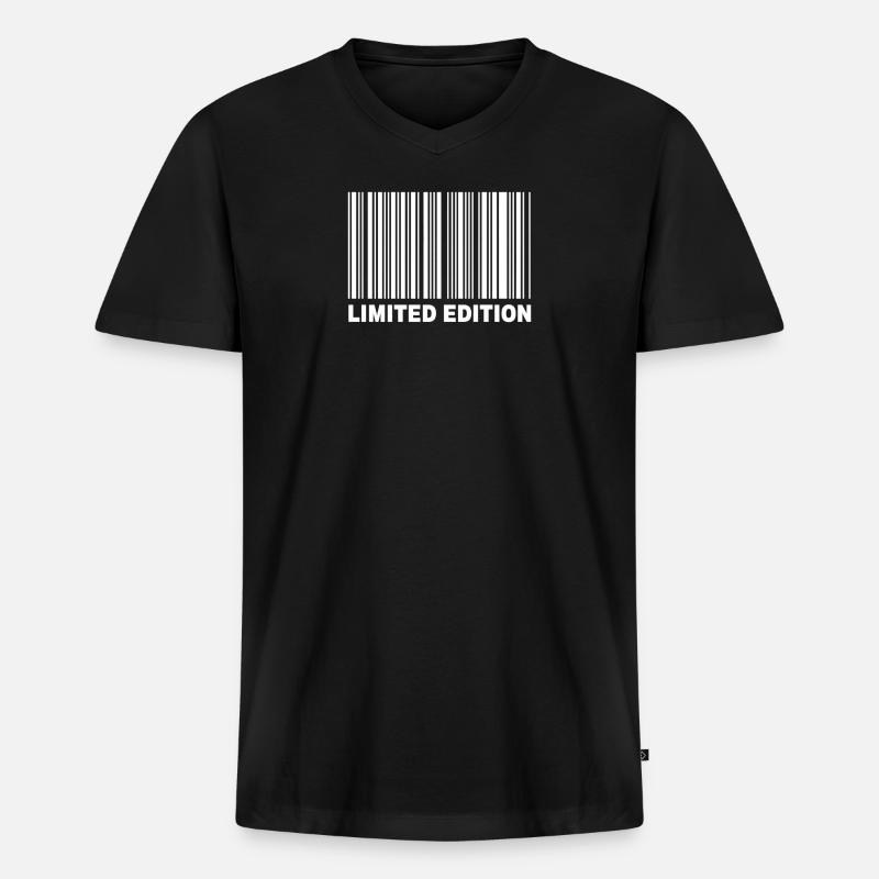 LIMITED EDITION - BARCODE - Männer Premium Bio T-Shirt mit V-Ausschnitt - Schwarz
