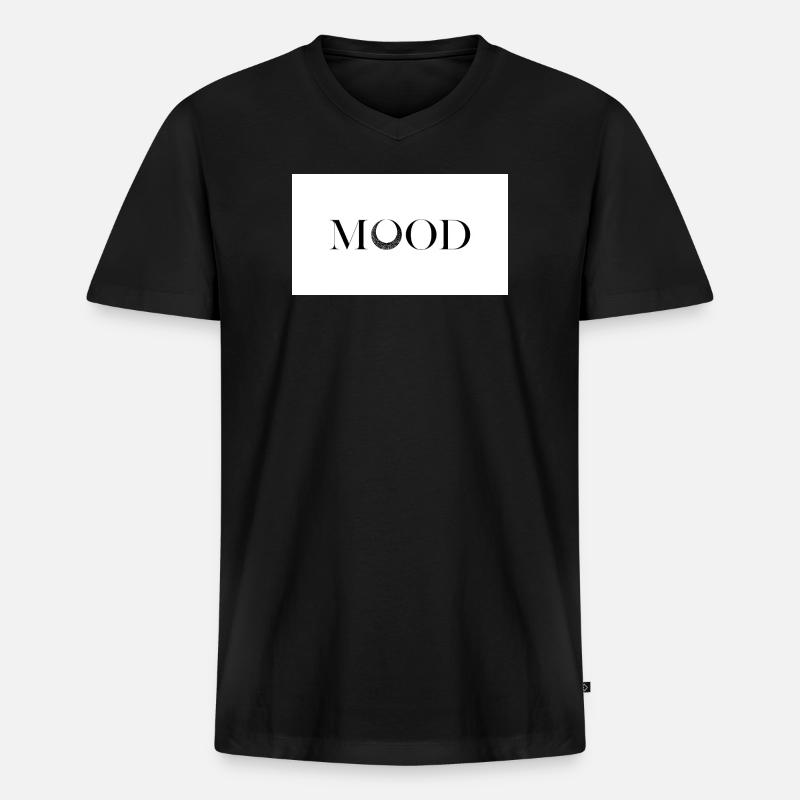 MOOD Minimal Typography Design - Männer Premium Bio T-Shirt mit V-Ausschnitt - Schwarz