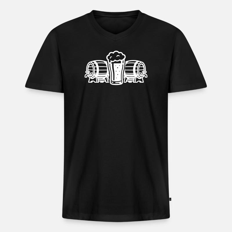 Bier Bierfass Bierglas - Männer Premium Bio T-Shirt mit V-Ausschnitt - Schwarz
