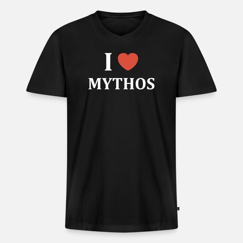 Mythos - Männer Premium Bio T-Shirt mit V-Ausschnitt - Schwarz