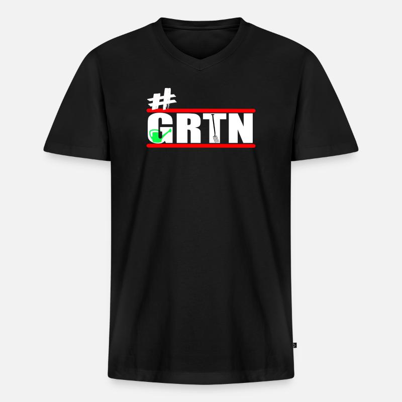 Garten - Gärtner - Gärtnern - GRTN  - Männer Premium Bio T-Shirt mit V-Ausschnitt - Schwarz