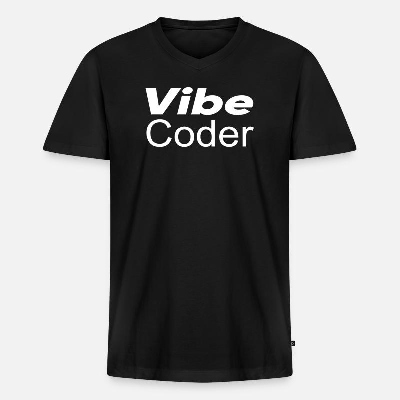 Techno-Utopie: Vibe Coder - Männer Premium Bio T-Shirt mit V-Ausschnitt - Schwarz