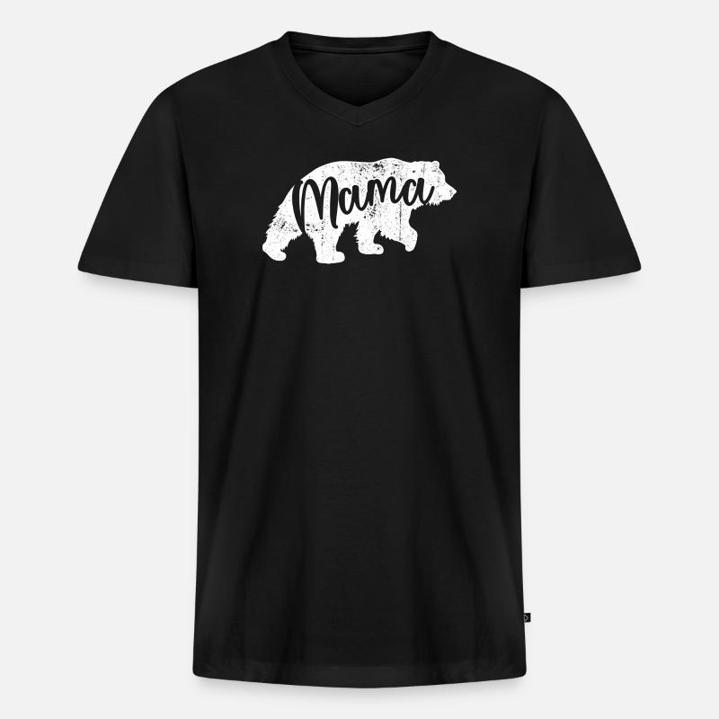 Mama Bär Schriftzug Logo - Männer Premium Bio T-Shirt mit V-Ausschnitt - Schwarz