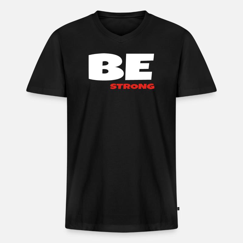 Sei stark - Männer Premium Bio T-Shirt mit V-Ausschnitt - Schwarz
