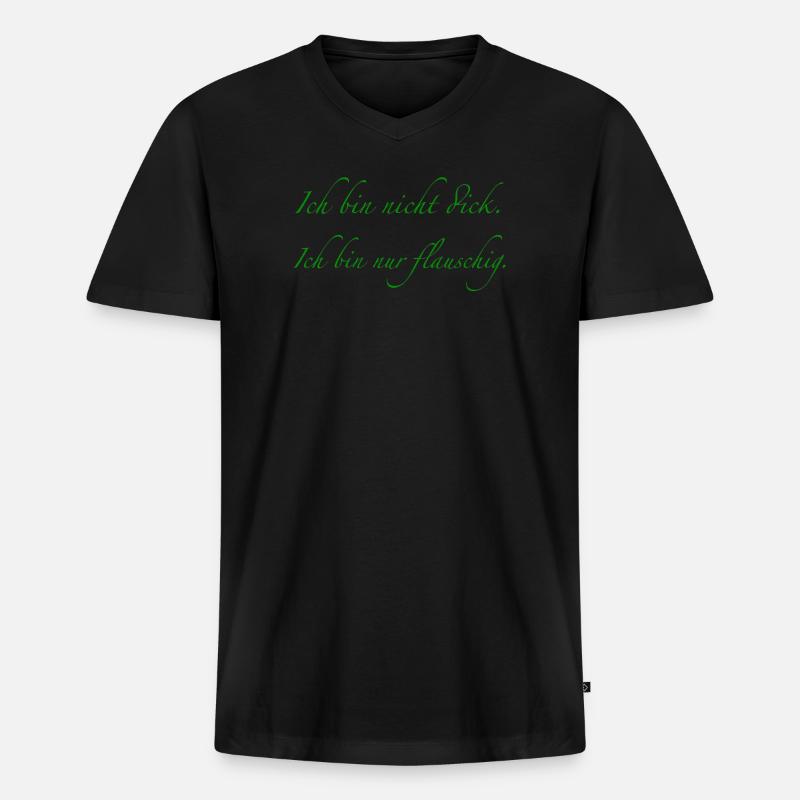Ich bin nicht dick. - Männer Premium Bio T-Shirt mit V-Ausschnitt - Schwarz
