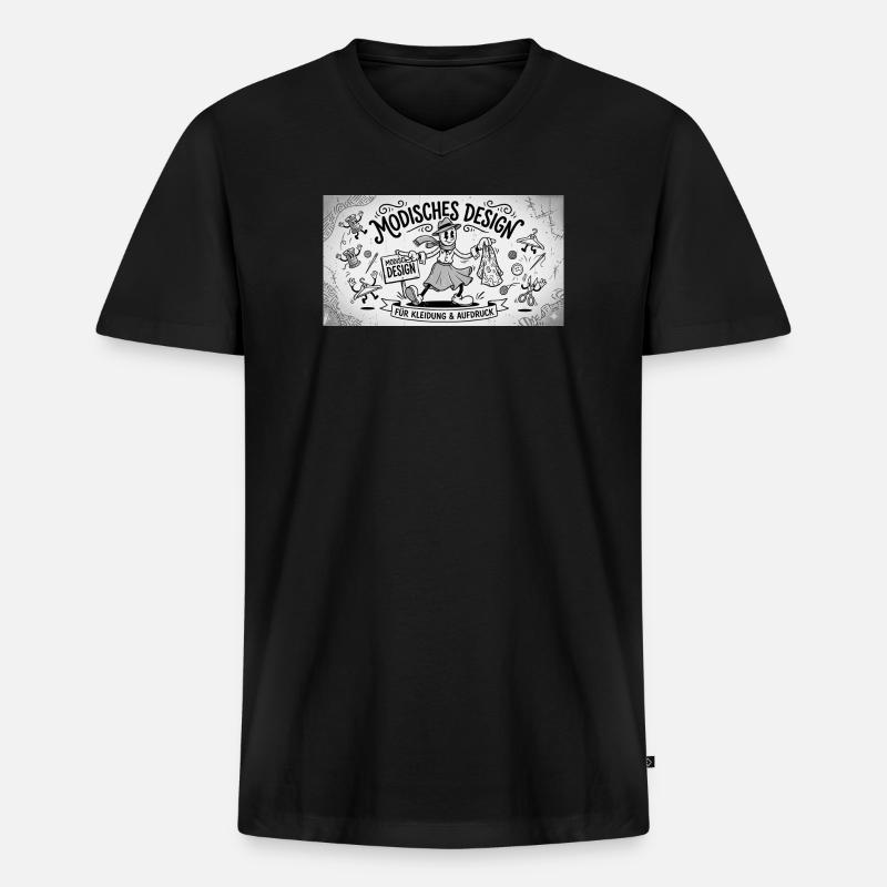 Nähkunst Modedesign Comic - Männer Premium Bio T-Shirt mit V-Ausschnitt - Schwarz