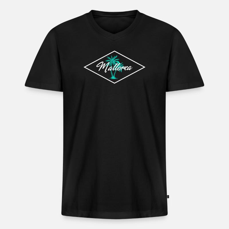 Mallorca Palmenzauber - Männer Premium Bio T-Shirt mit V-Ausschnitt - Schwarz