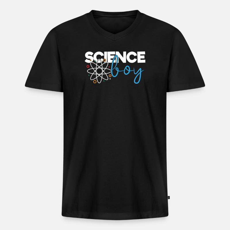 Science Boy - Männer Premium Bio T-Shirt mit V-Ausschnitt - Schwarz