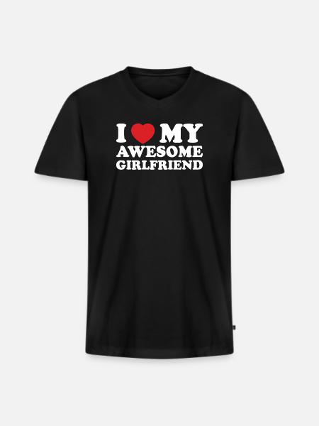 I Love My Awesome Girlfriend - Men's Premium Organic T-shirt with V-neck - black