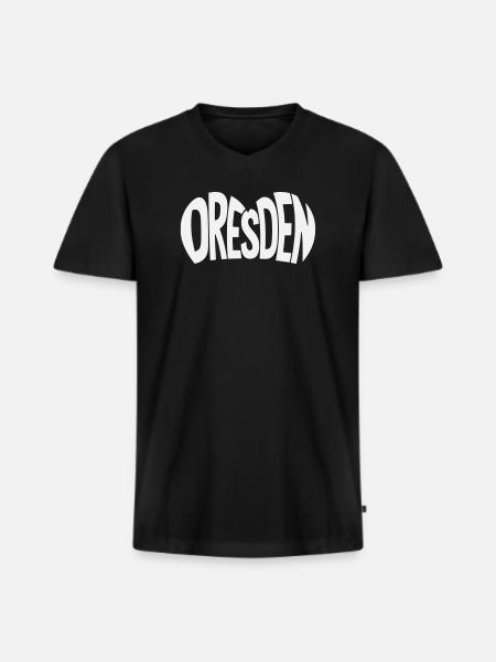 Lettrage Dresde - T-shirt encolure en V Premium bio Homme - noir
