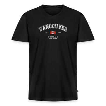 Vancouver Canada - T-shirt encolure en V Premium bio Homme - noir - Devant - Nico (187cm)