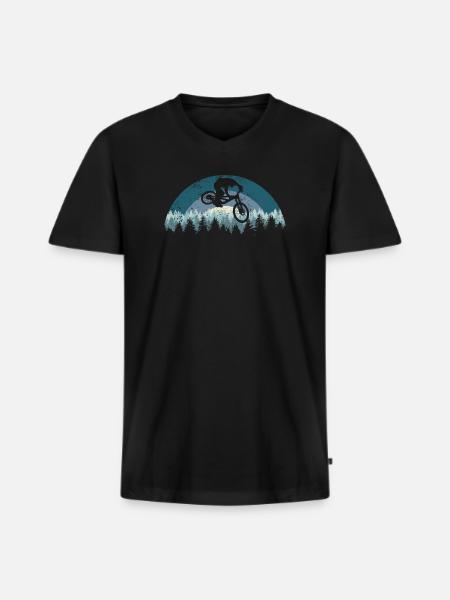 Forest Night MTB Jump - Men's Premium Organic T-shirt with V-neck - black
