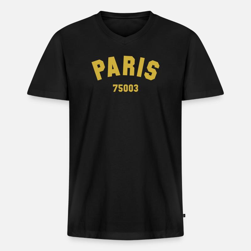 PARIS 3. Arrondissement - Männer Premium Bio T-Shirt mit V-Ausschnitt - Schwarz