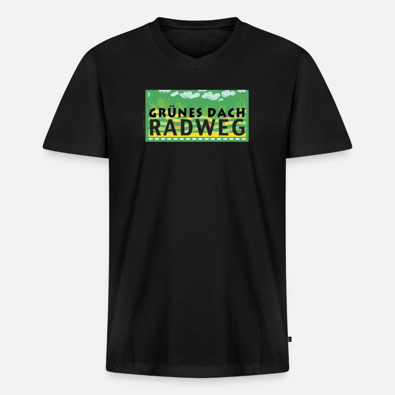 Grünes Dach Radweg - Männer Premium Bio T-Shirt mit V-Ausschnitt - Schwarz