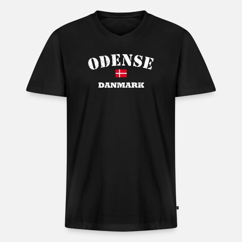 Odense Danmark - Männer Premium Bio T-Shirt mit V-Ausschnitt - Schwarz