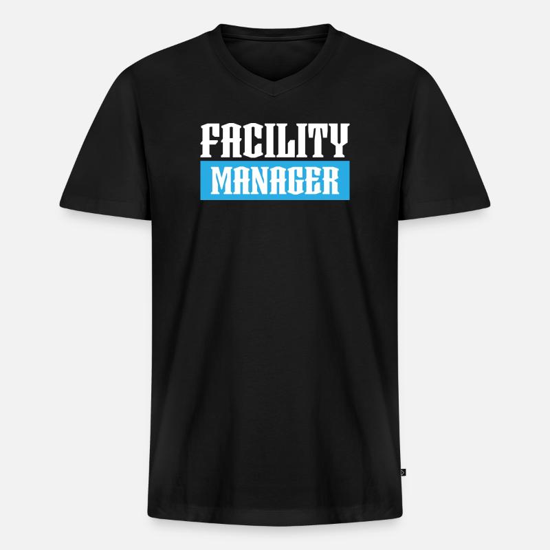 facility manager tshirt schwarz - Männer Premium Bio T-Shirt mit V-Ausschnitt - Schwarz