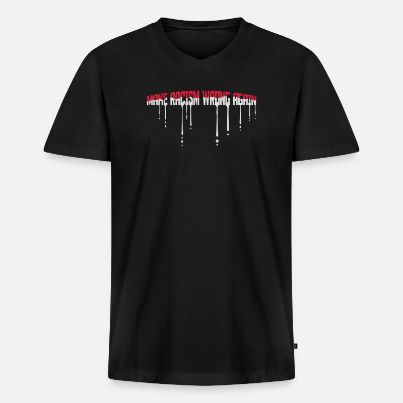 make racism wrong again - Männer Premium Bio T-Shirt mit V-Ausschnitt - Schwarz